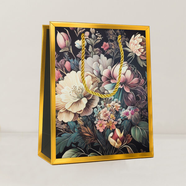 Sacola luxo Floral Dourada